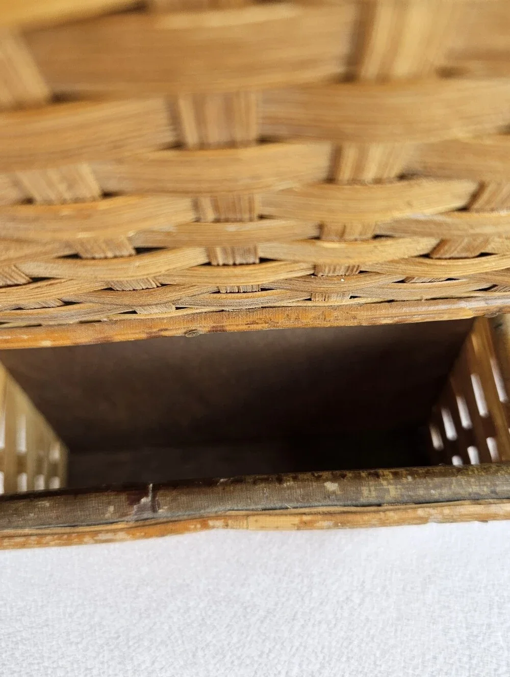 VTG Bamboo Rattan Woven Wooden Hanging Wall Basket Letter Paper Organizer MCM